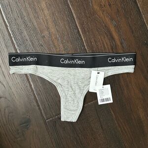 Calvin Klein Light Gray Thong with Black Waistband (Top Sold Separately)